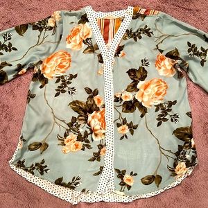 Soft Surroundings Floral and Tiered Back Blouse